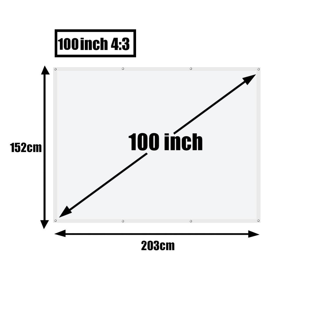 60 72 84 100 120 Inch 4 : 3 White High Brightness Reflective Projector Screen Cloth Foldable Fabric Cloth for Indoor Outdoor Movie - MRSLM
