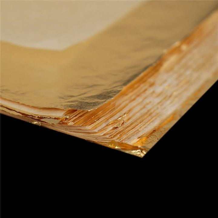 100Pcs Imitation Gold Foil Sheets Copper Leaf Sheets Transfer Leaf Sheets Gold Leaf Booklet 16cm×16c - MRSLM