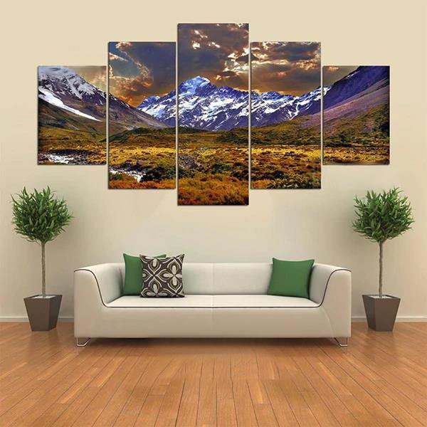 5 Cascade Lateau And Dusk Canvas Wall Painting Picture Home Decoration Without Frame Including Ins - MRSLM