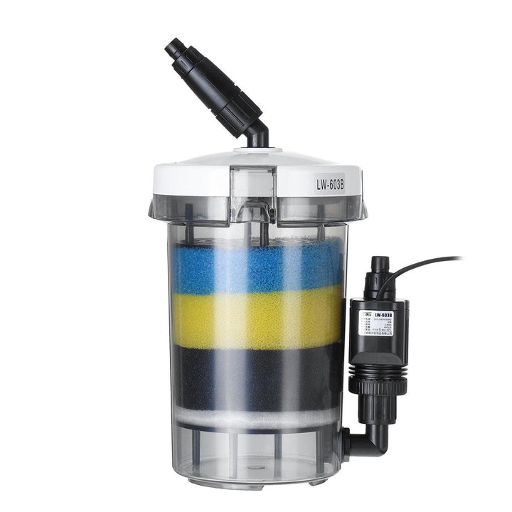220V Aquarium External Canister Filter Fish Water Tank Air Pump Sponge Pond 800L/H - MRSLM
