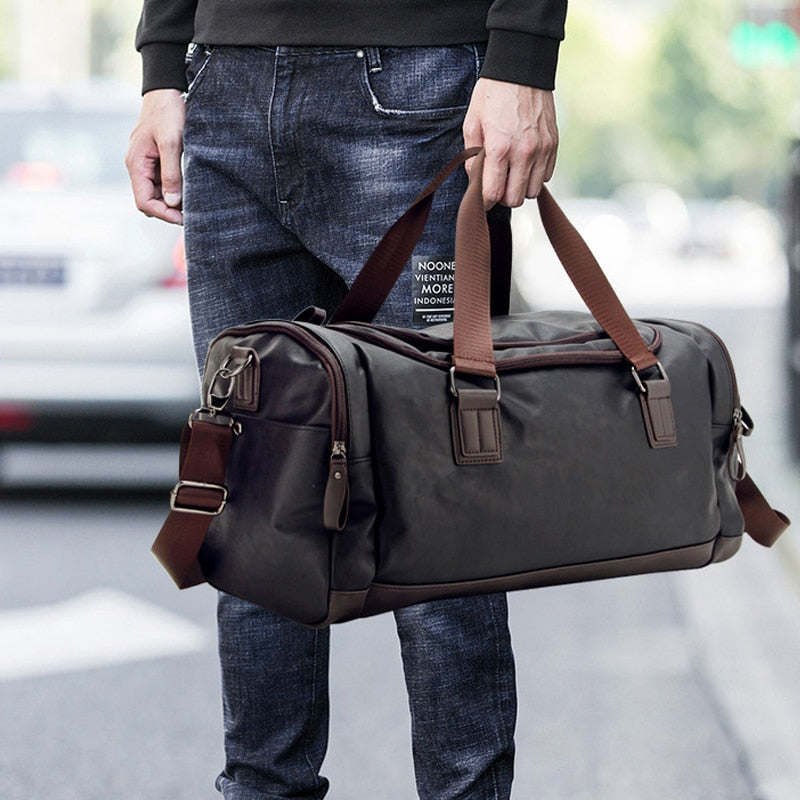 Casual Leather Travel Duffel Bag