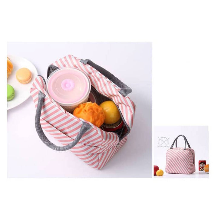 Patterned Portable Lunch Bag with Zipper