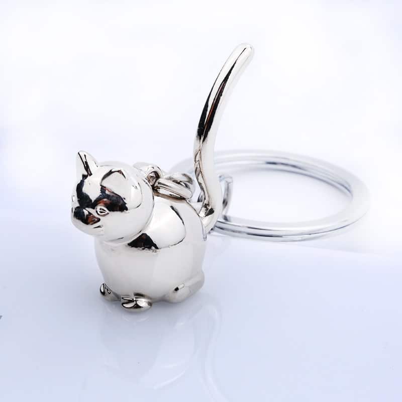 3D Cat Shaped Metal Keychain