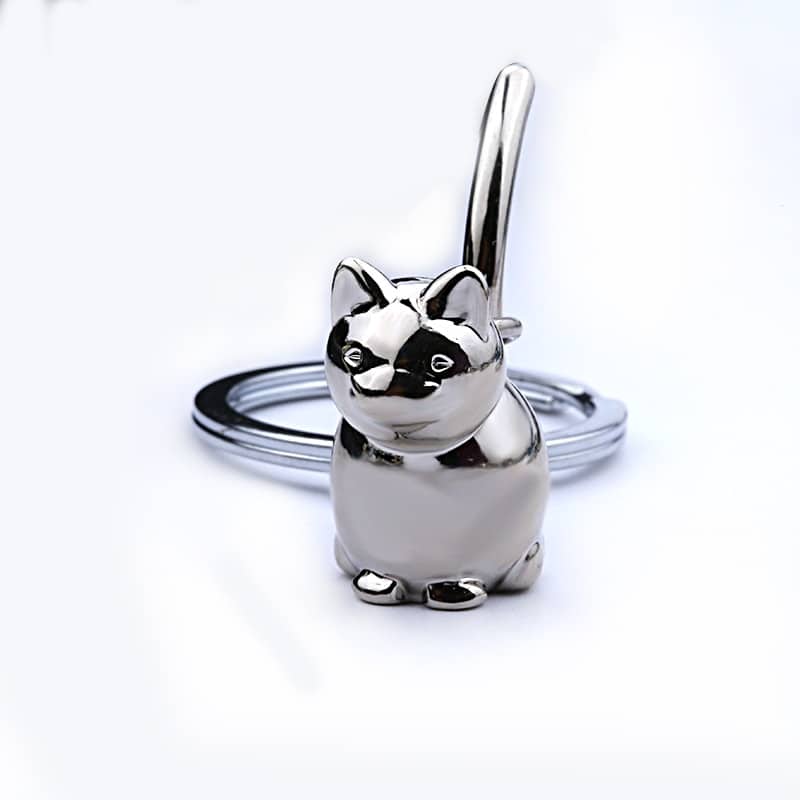 3D Cat Shaped Metal Keychain