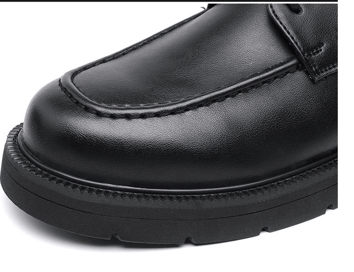 Casual Leather Shoes Men's Trendy Thick-soled Business Formal Wear Big Toe With Suit - MRSLM