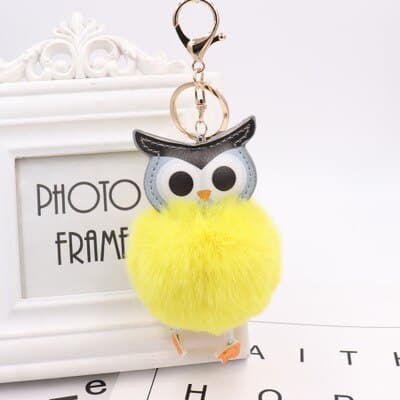 Cute Fur Pompom Owl Shaped Keychain