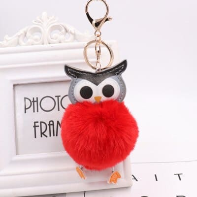 fur pompom owl keychain, view 10 - MRSLM