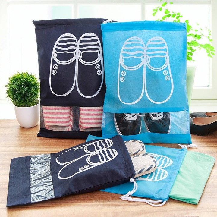 Fashion Portable Sneakers Print Travel Shoes Storage Bag with Strings