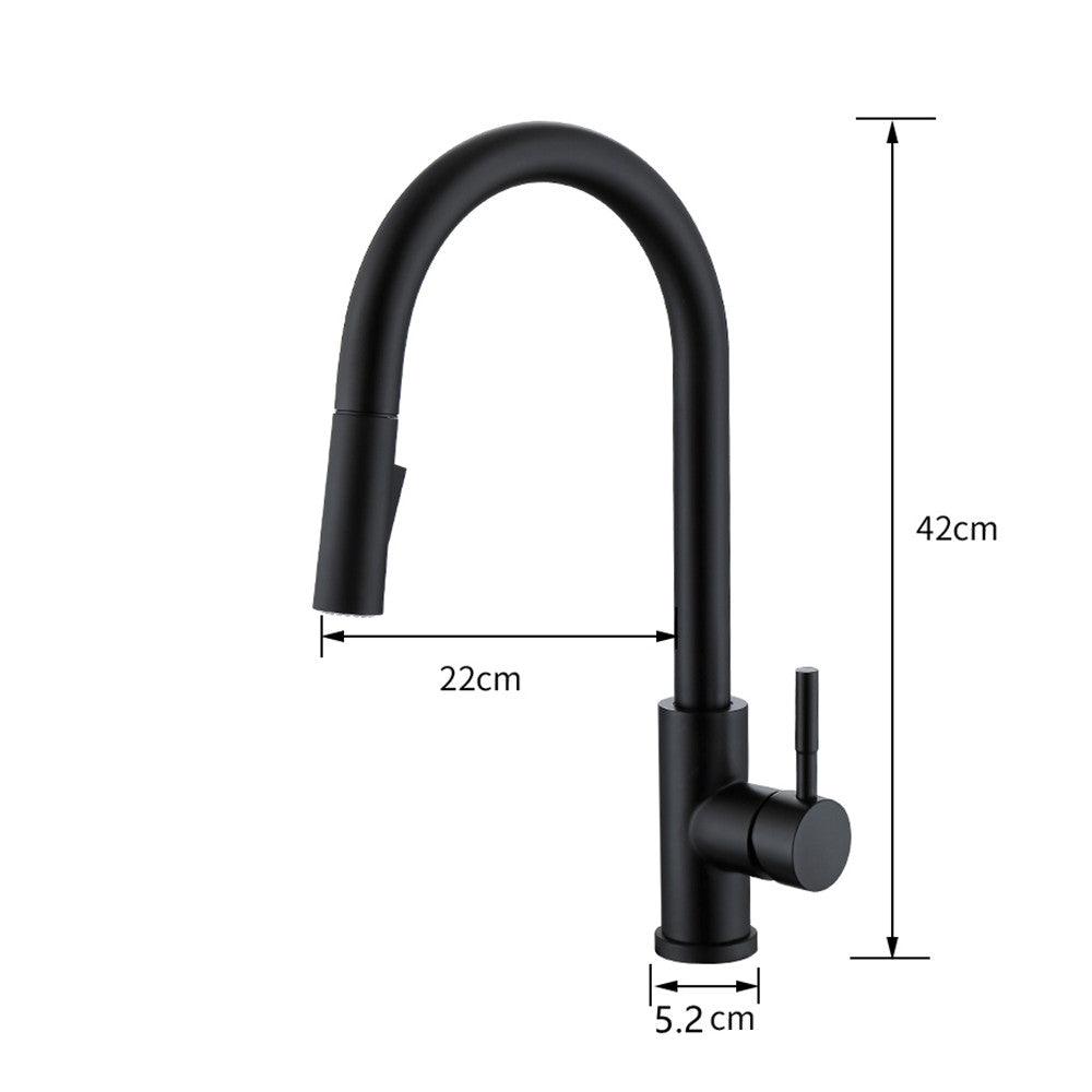 Matte Black Stainless Steel Kitchen Sink Faucets Mixer Smart Touch Sensor Pull Out Hot Cold Water Mixer Tap Crane - MRSLM