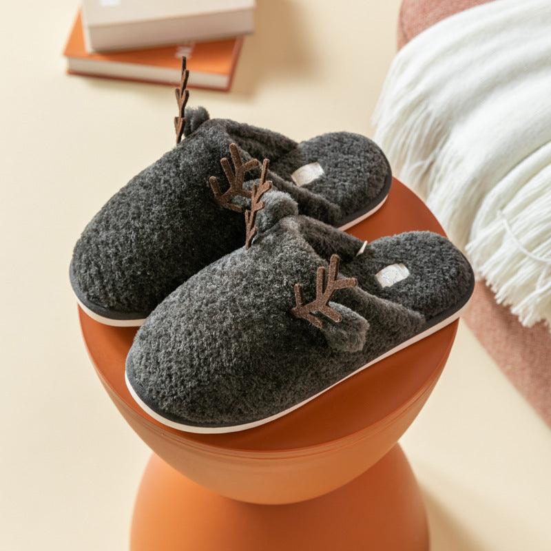 Plush Cotton Slippers For Women's Home Indoor Warm Floor Winter Cotton Shoes - MRSLM