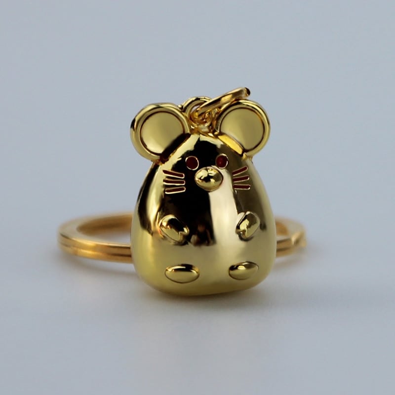 Chunky Mouse Shaped Metal Keychain for Women