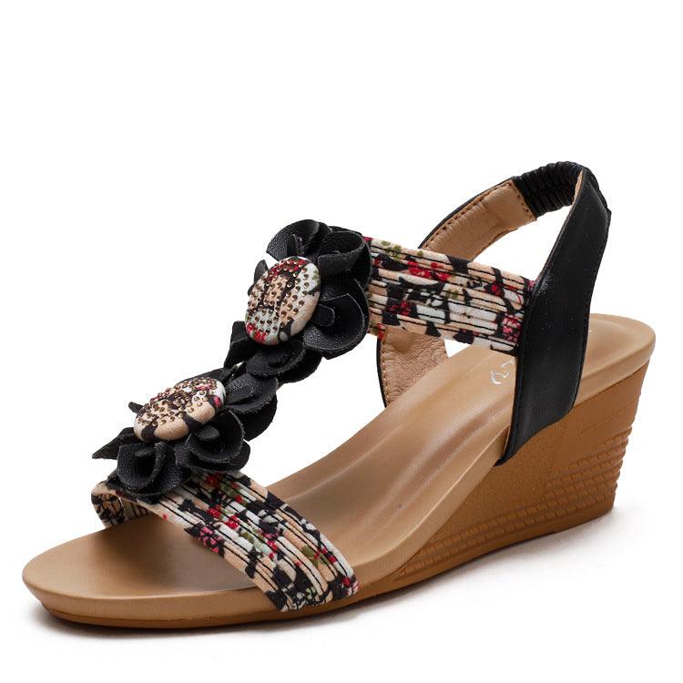 Casual And Fashionable Strappy Mid Wedge Sandals - MRSLM