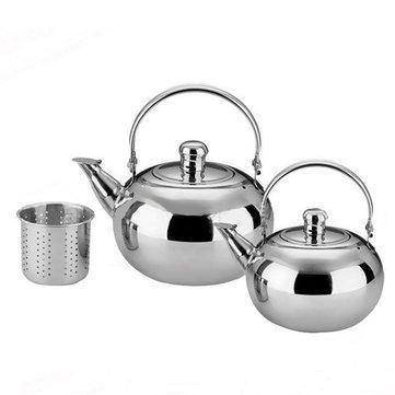 1/1.5/2/2.5L Stainless Steel Tea Pot Coffee Pot with Tea Strainer Infuser Filter - MRSLM