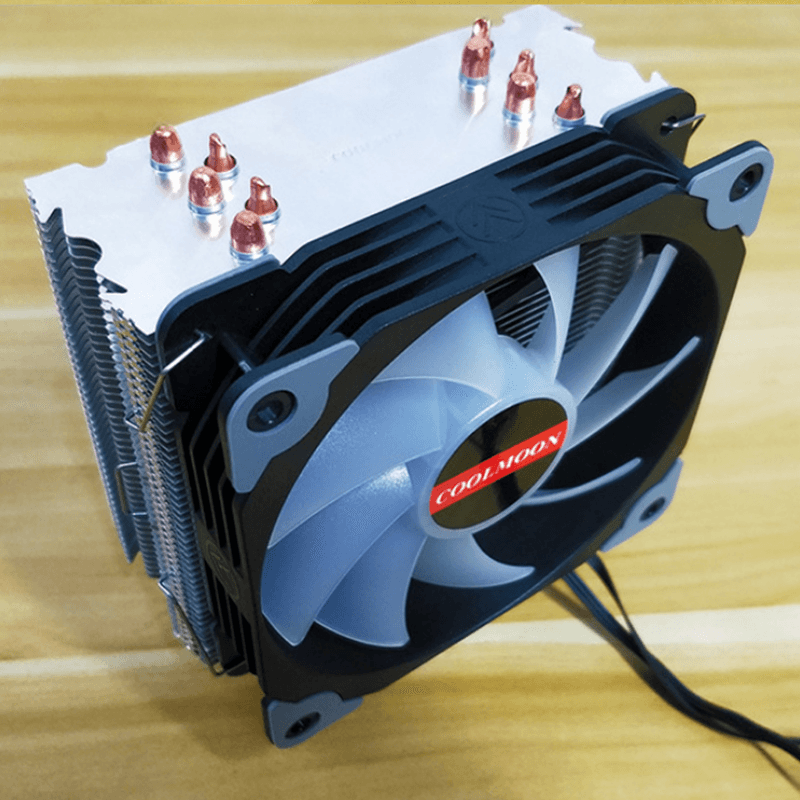 Coolmoon 1PCS 12cm Adjustable RGB CPU Heat Sink with 5 Heat Pipe Computer Case PC Cooling Fan - MRSLM