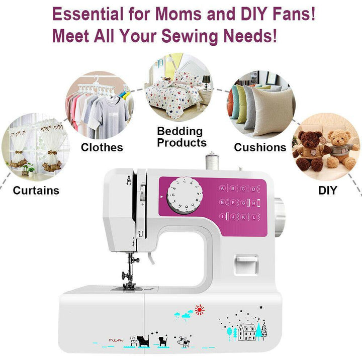12 Stitches Electric Multi-function Portable Home Desktop Sewing Machine with LED Light - MRSLM