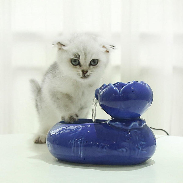 Ceramic Automatic Pet Drinking Water Fountain Dispenser Electric Cat Dog Bowl Waterer - MRSLM