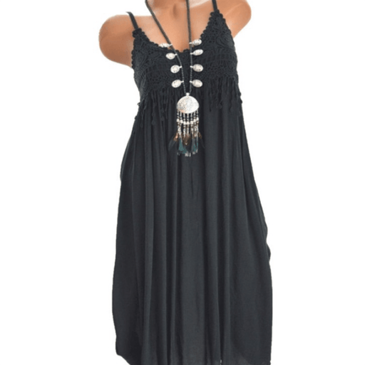Long dress with lace suspenders, view 2 - MRSLM