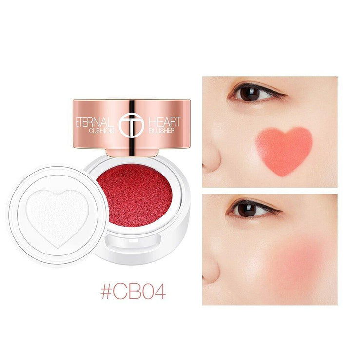 O.TWO.O Air Cushion Blusher Folding Heart Shape Shimmer Blush Rouge 4 Colors Easy To Wear Natural Face Contour Make Up - MRSLM