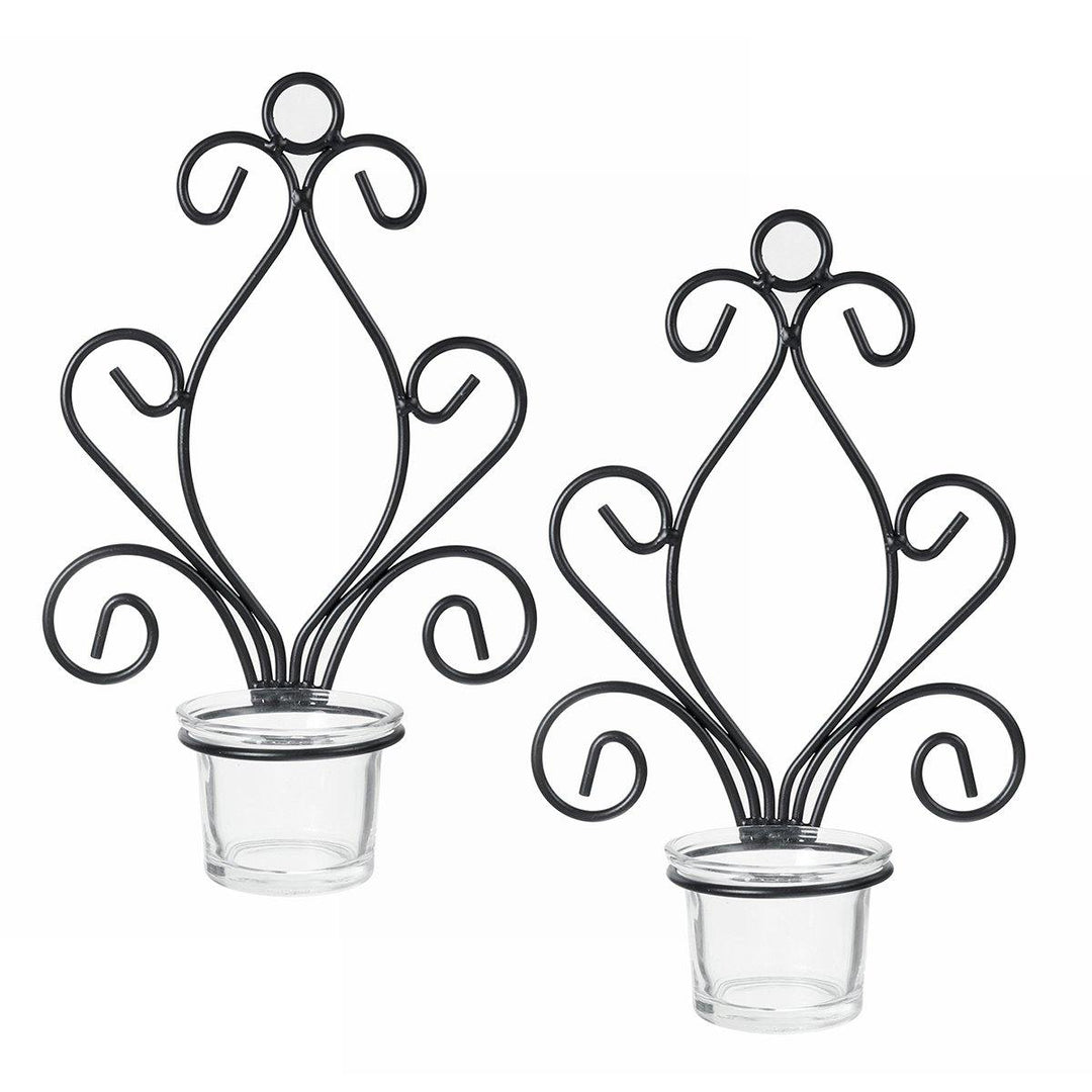 2 Pack Metal Iron Candlestick Wall Hanging Candle Holder Home Decor Ornaments - MRSLM