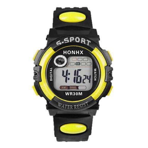 Unisex Sports Digital LED Night Light Quartz Alarm Date Rubber Wrist Watch - MRSLM