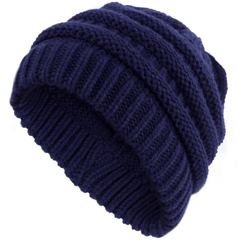 High Bun Ponytail Beanie Hat Chunky Soft Stretch Cable Knit Warm Fuzzy Lined Skull Beanie Acrylic Hats Men And Women - MRSLM