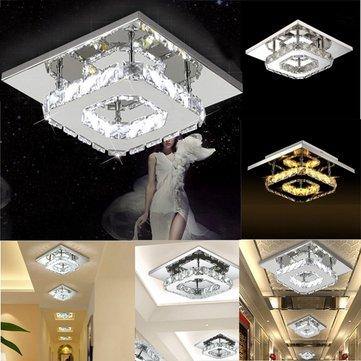 Modern Square Crystal LED Ceiling Light Fixture Pendant Lamp Chandelier Home Decor - MRSLM