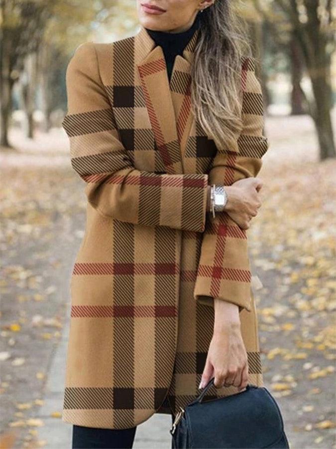 Fall/winter new style European and American fashion printed stand collar woolen coat women - MRSLM