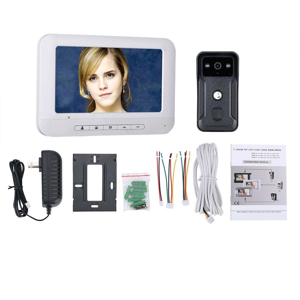 ENNIO 7 Inch Video Door Phone Doorbell Intercom Kit 1 Camera 1 Monitor Night Vision with 700TVL Camera - MRSLM