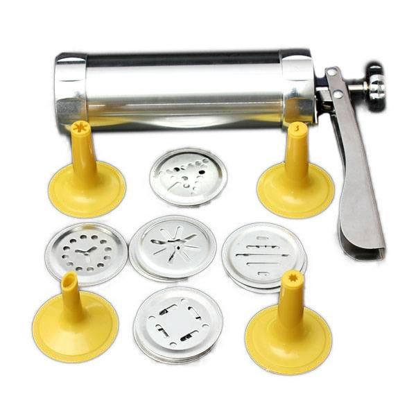 Stainless Steel Non-Stick Cookie Press Set Include 22 Shapes & 4 Decorating Tips - MRSLM