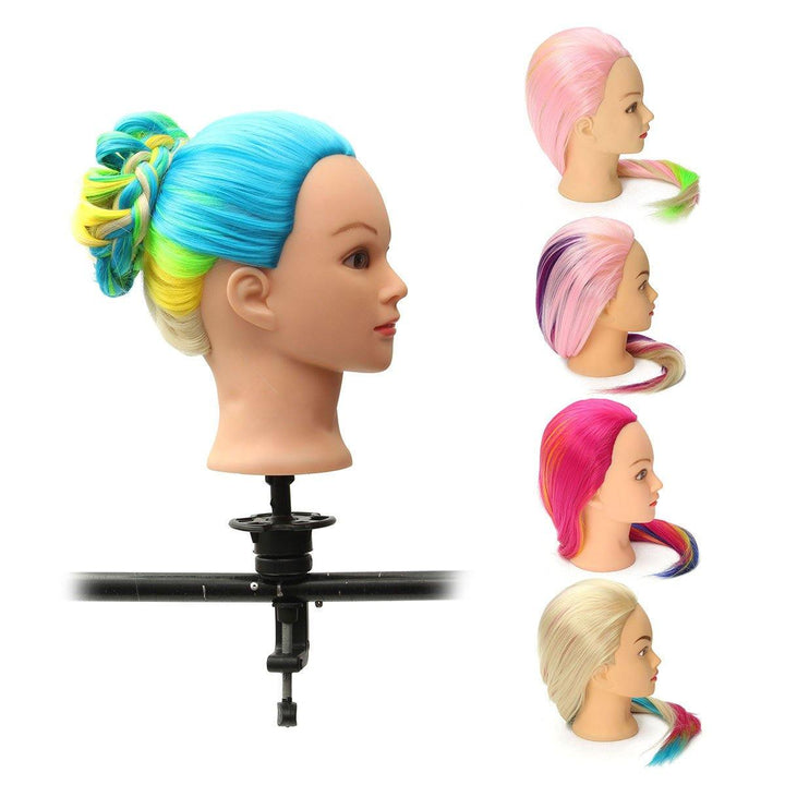 8 Colors Salon Hairdressing Braiding Practice Mannequin Hair Training Head Models With Clamp Holder - MRSLM