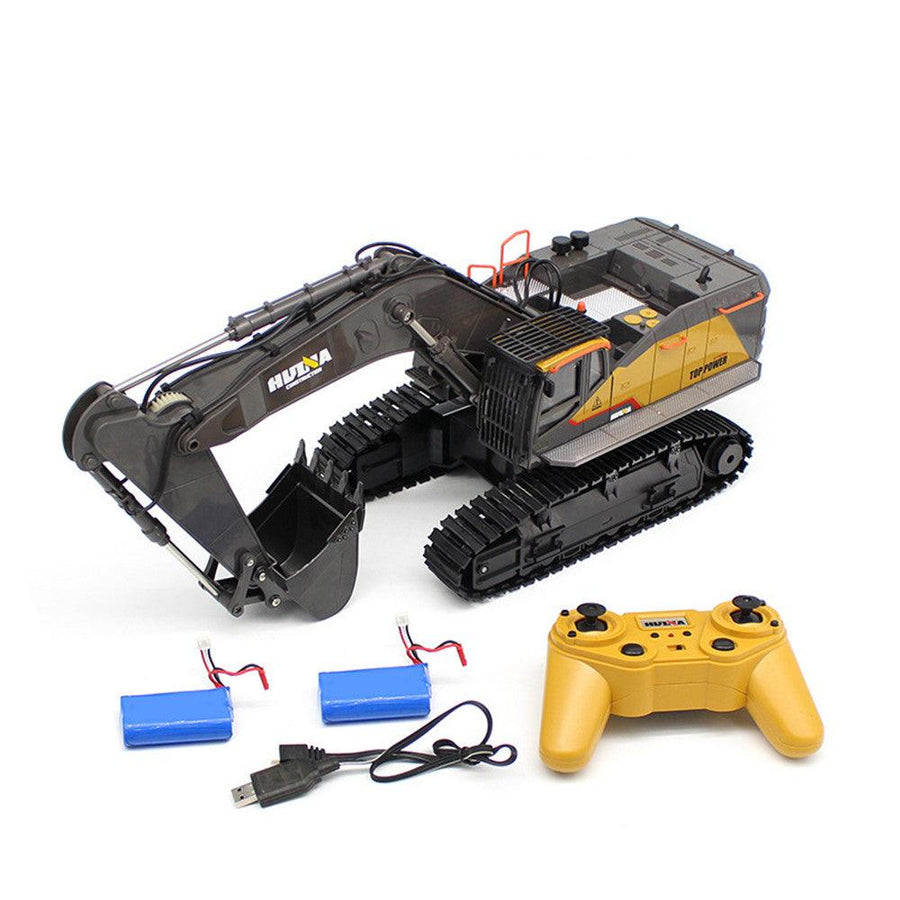 HuiNa 1592 with 2/3 Batteries 1/14 2.4G 22CH RC Excavator Engineering Vehicle Model Alloy Construction Truck - MRSLM