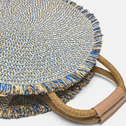 Straw woven round fringe beach bag, view 7 - MRSLM