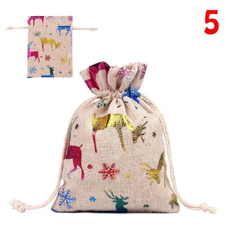 50Pcs Mini Cotton Burlap Linen Christmas Cotton Drawstring Bag Jewelry Gift Storage Bags - MRSLM