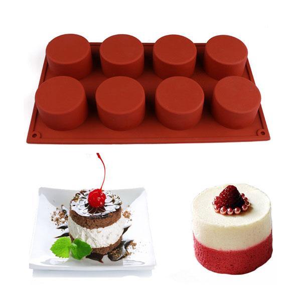 8 Holes Round Shape Silicone Cake Mold 3D Chocolate Candy Pudding Ice Mold Fondant Pastry Mould - MRSLM