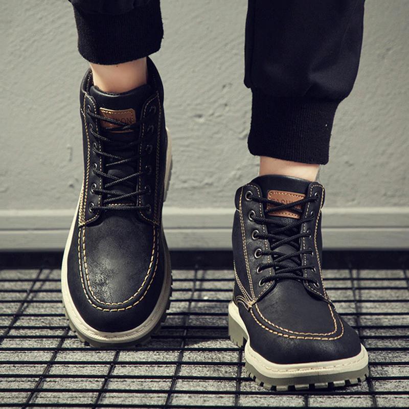 2021 autumn new men's Martin boots trend high-top men's boots locomotive British men's shoes leather tooling boots students - MRSLM