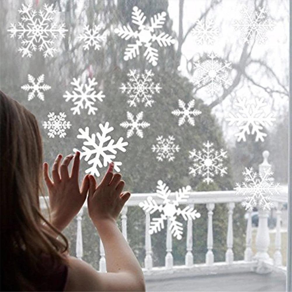 Christmas Snowflake Wall Stickers Removable PVC Static Sticker Room Wall Decals for Home Office Glass Decoration - MRSLM
