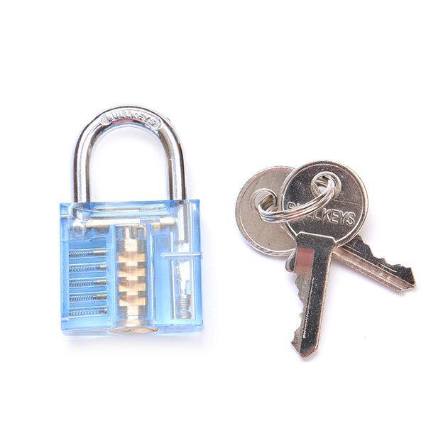 DANIU 5Pins Blue Transparent Pick Cutaway Visable Inside View Padlock Lock for Locksmith Practice Training - MRSLM