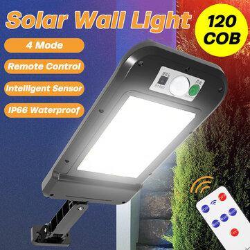 Solar Powered LED Wall Light Motion Sensor 120 COB Outdoor Home Street Lamp with Remote Control - MRSLM