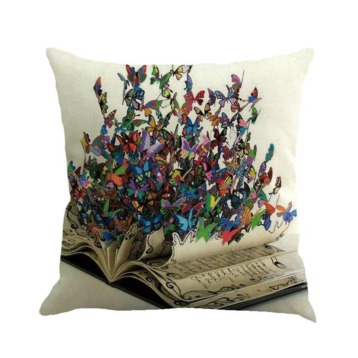Romantic Beautiful Pillow Cover Butterflies Cotton Linen Cushion Cover Pillow Case - MRSLM