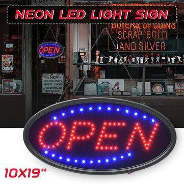 Hanging OPEN LED Sign Neon Advertising Light with Flashing for Business Bar Store EU/US Plug - MRSLM