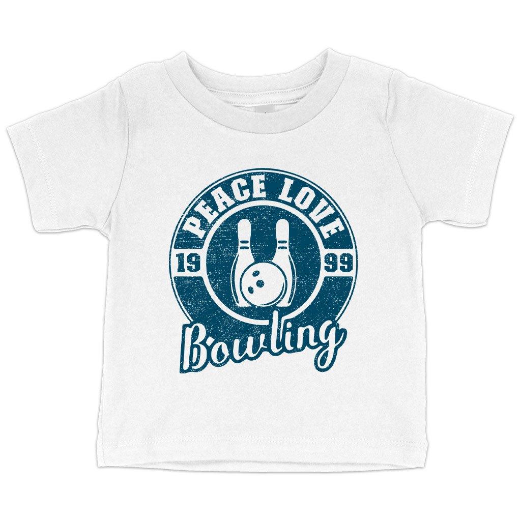 Baby Peace Love Bowling T-Shirt - Bowling T-Shirt Design - Bowling Themed T-Shirts - MRSLM