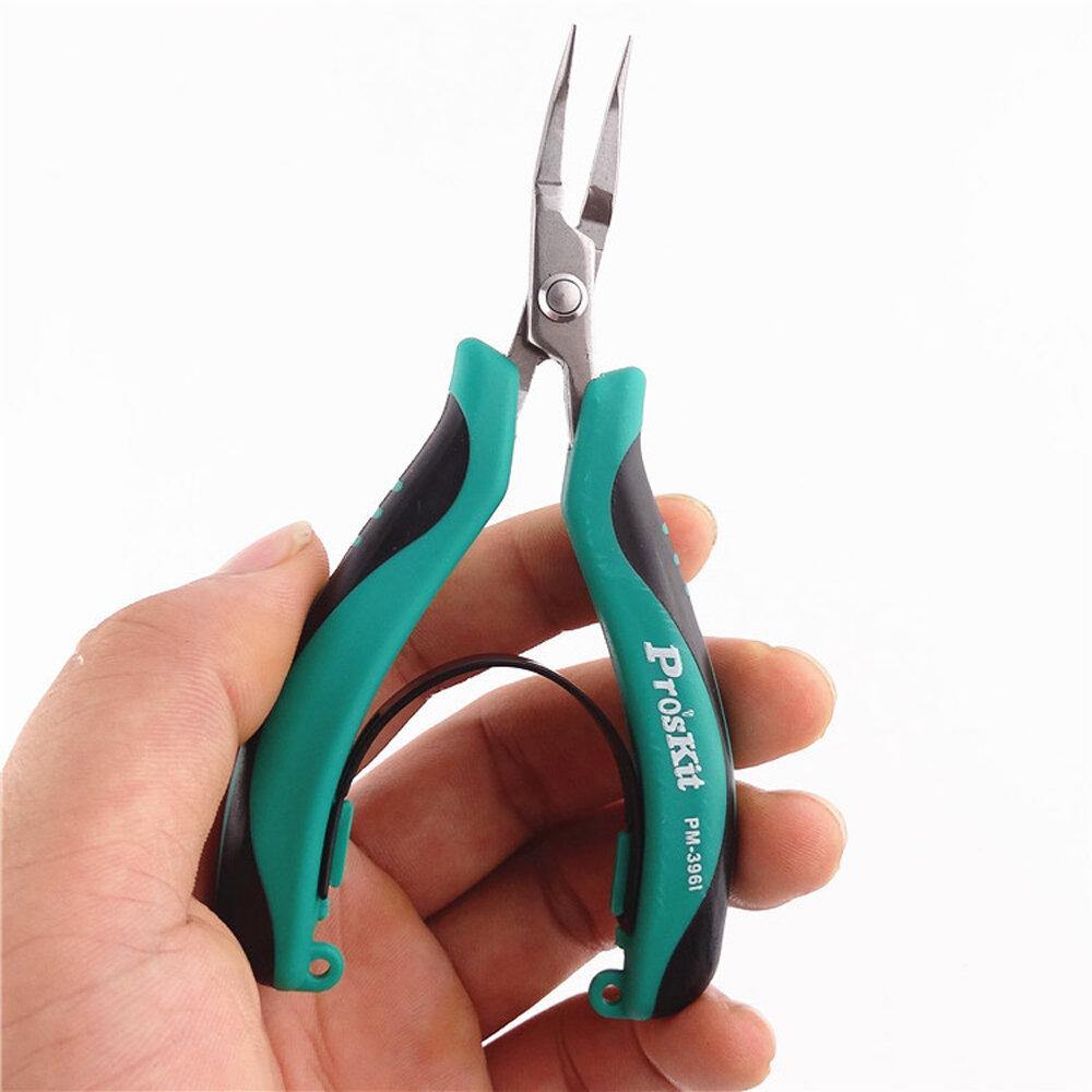 Pro'sKit PM-396I AISI420 Stainless Steel Bent Nose Plier Wire Wrapping Beading Jewelry Tool Handle Tool - MRSLM