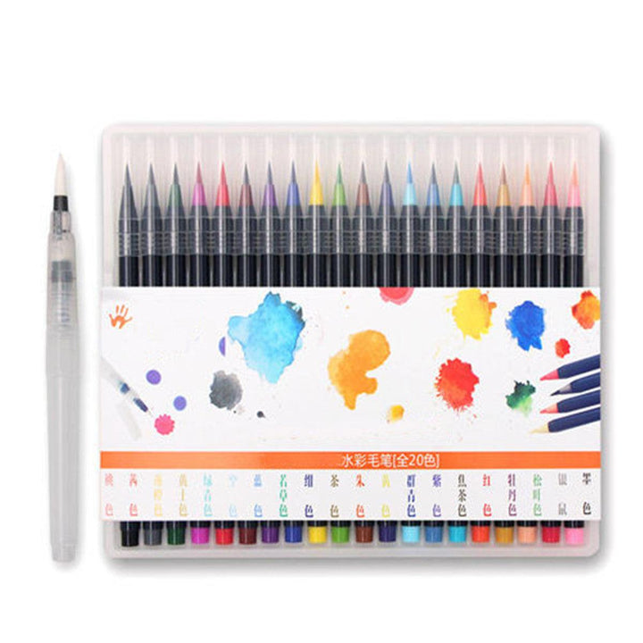 20 Colors Marker Pen Set Watercolor Drawing Painting Brush Artist Sketch Manga Marker Pen Colored Art for Student School Supplies - MRSLM