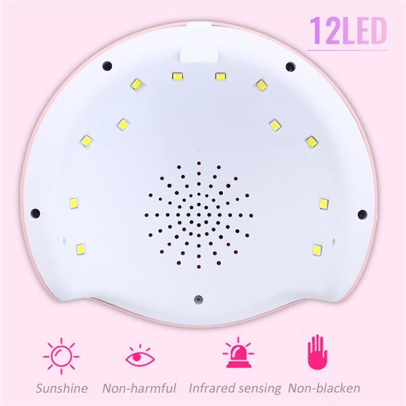 24W 12LEDs UV Nail Lamp Smart Sensing Gel Nails Polish Dryer Manicure - MRSLM