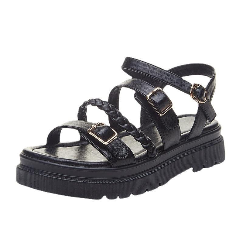 New All-match Flat-bottom Fairy Style Student Sandals Female Korean Version Thick - MRSLM