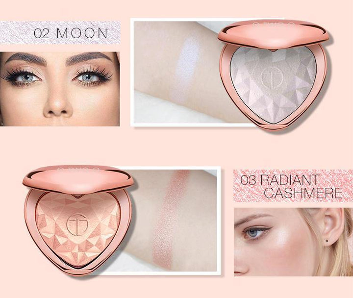 Glow Kit Highlighter Makeup Shimmer Face Body Heart Highlighter Blush Palette Illuminator Highlight Contour Golden Bronzer - MRSLM