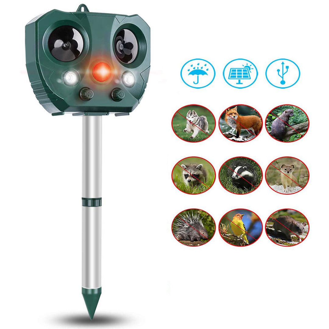 Garden Solar Ultrasonic Animal Repeller Motion Sensor Activated Owl Shape Repellent - MRSLM