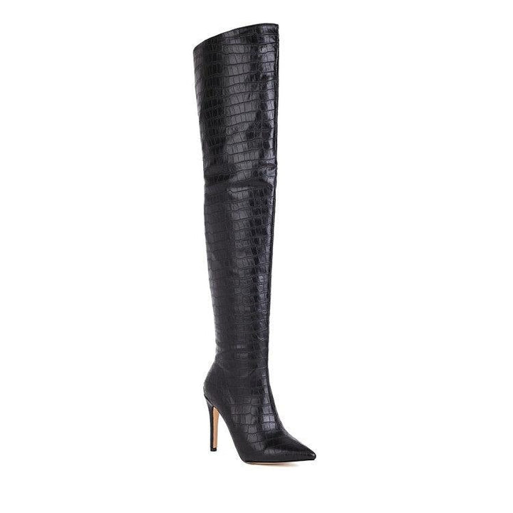 Pointed back zip high-top over-the-knee boots - MRSLM