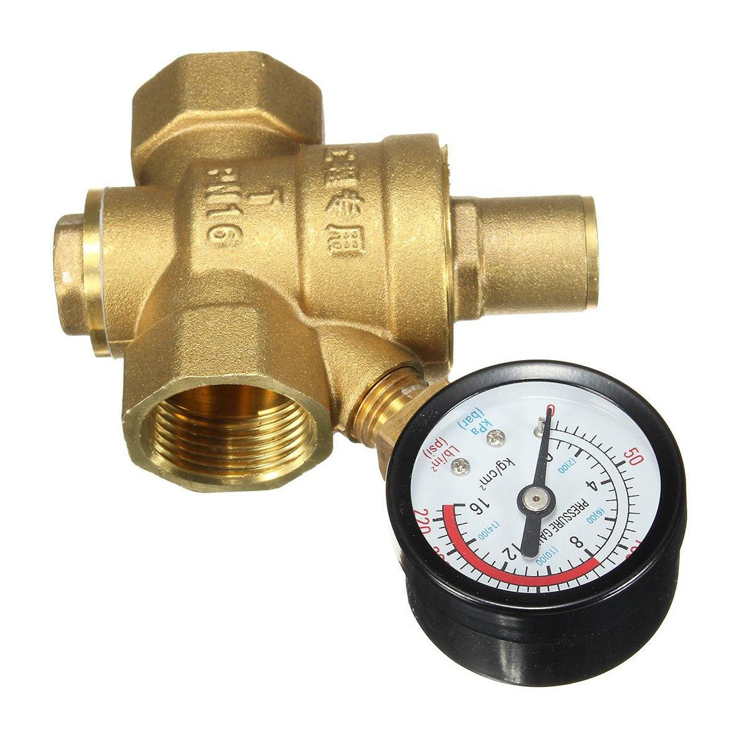 DN20 NPT 3/4" Adjustable Brass Water Pressure Regulator Reducer with Gauge Meter - MRSLM