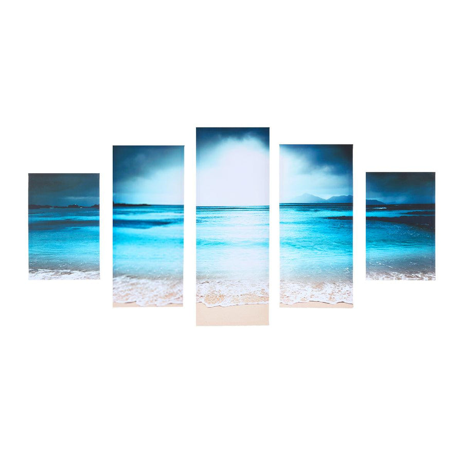 5Pcs Canvas Print Paintings Seaside Sunset Wall Decorative Print Art Pictures Wall Hanging Decorations for Home Office - MRSLM
